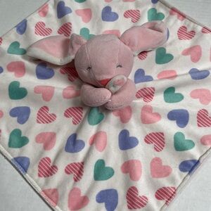 Carters Pink Bunny Rabbit Lovey Security Blanket Baby Plush Hearts Baby